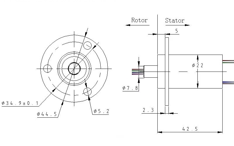 Anillo colector de energía eólica de 12 circuitos. 5A, 22mm