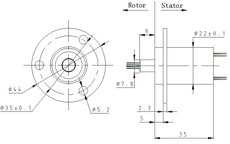Anillo colector de energía eólica de 3 circuitos. 15A 22mm