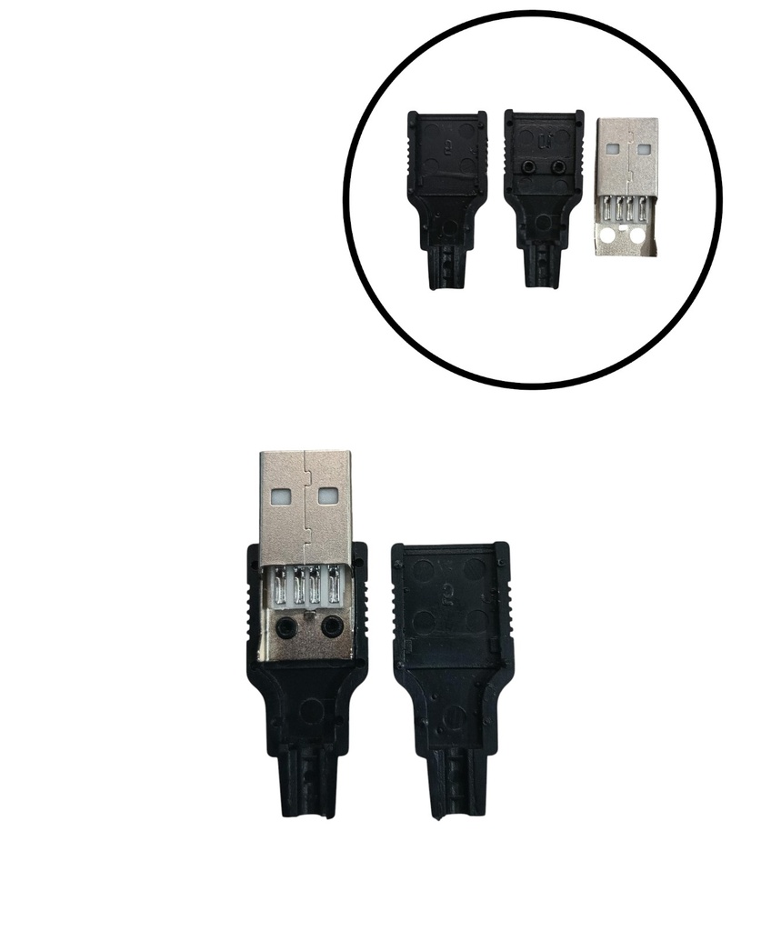 Conector aéreo USB macho negro