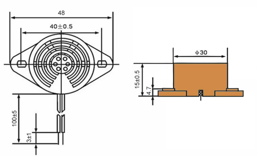 Buzzer activo redondo 6V-24V, diámetro 31x15mm