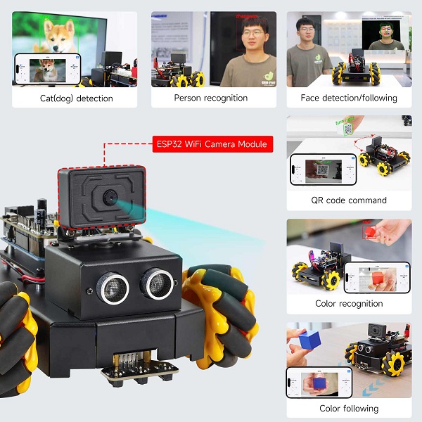 Roboduino V2 AI Vision Car con cámara WiFi ESP32. Para Arduino™  UNO