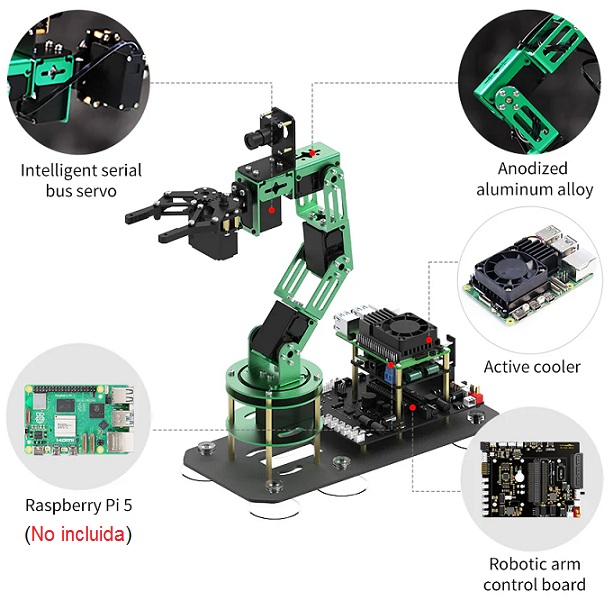 Brazo robótico 6DOF con visión artificial DOFBOT. Para Raspberry Pi