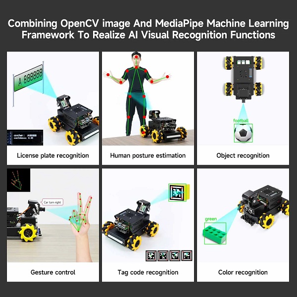 Raspbot V2 AI Vision Robot Car. Para Raspberry Pi 5