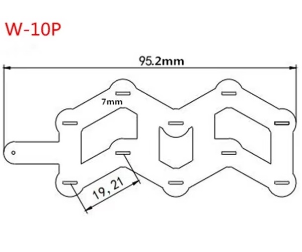 Conector de Niquel 10P para unir paquetes de baterías 18650. Forma W-10P