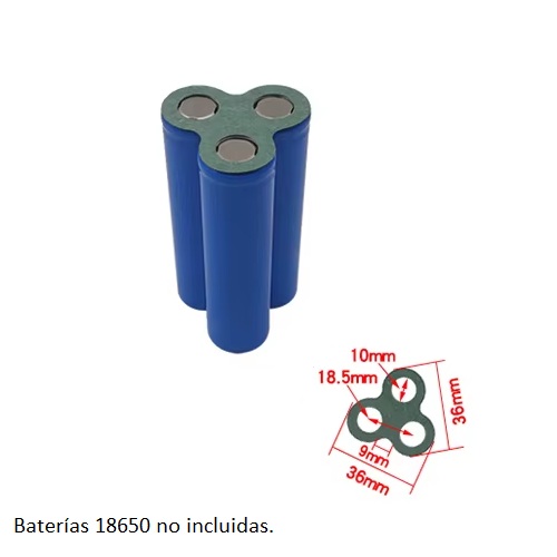 Arandelas de aislamiento 3P para baterías 18650. Triangular