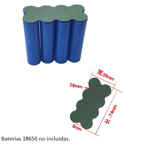 Aislante 8P para baterías 18650. Cuadrado sólido