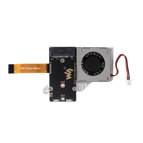 Adaptador PCIe a M.2 (E) para Raspberry Pi 5 con SSD NVMe y Ventilador de Refrigeración