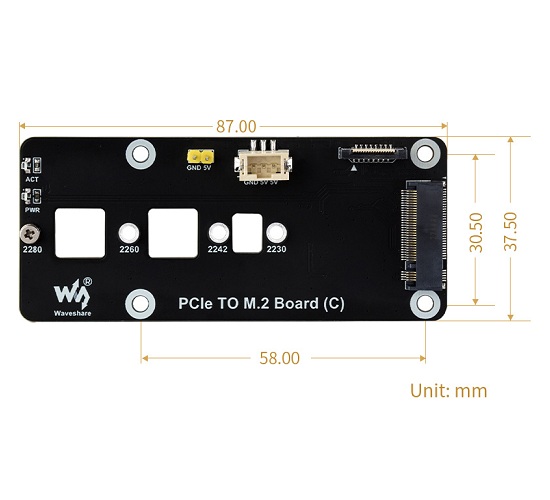 Adaptador PCIe a M.2 NVMe para Raspberry Pi 5