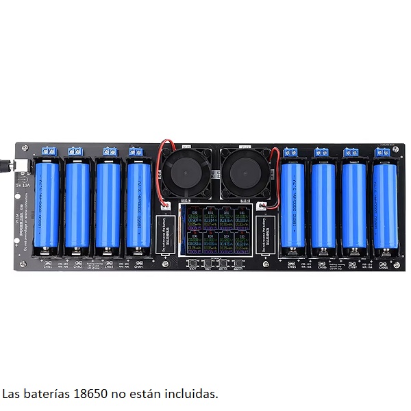 Probador de capacidad de baterías litio 18650. 8 canales