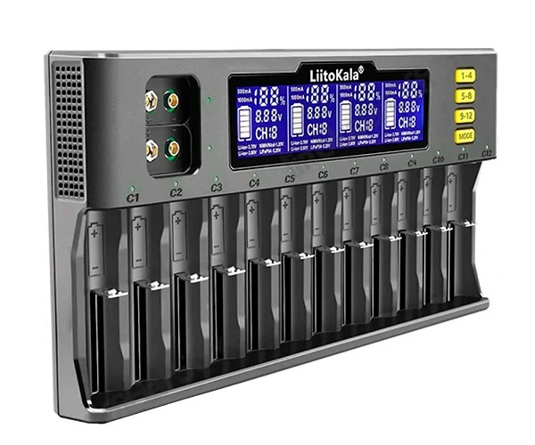Cargador de baterías de 12 puestos Lii-S12