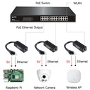 Divisor PoE Gigabit industrial. Puerto de salida USB tipo C