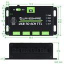 Convertidor industrial USB a UART TTL. 4 canales