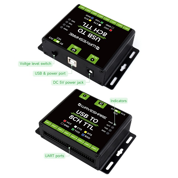 Convertidor Industrial USB a UART TTL de 8 canales