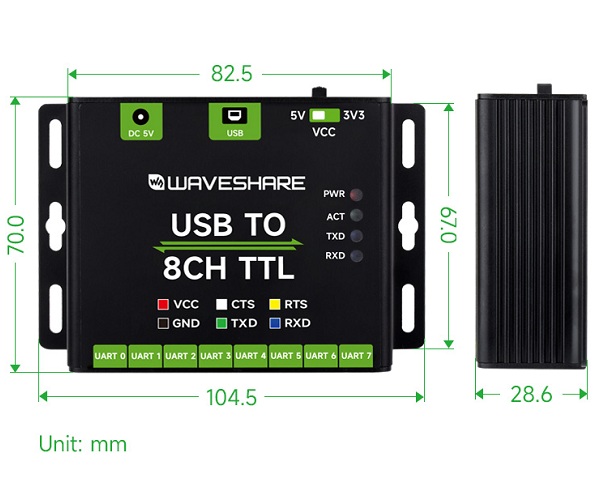 Convertidor Industrial USB a UART TTL de 8 canales