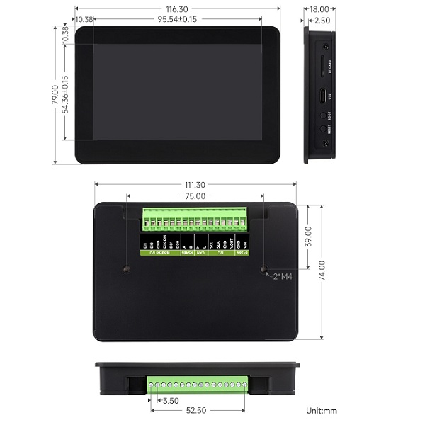 ESP32-S3 con pantalla táctil de 4.3''. Con carcasa plástica
