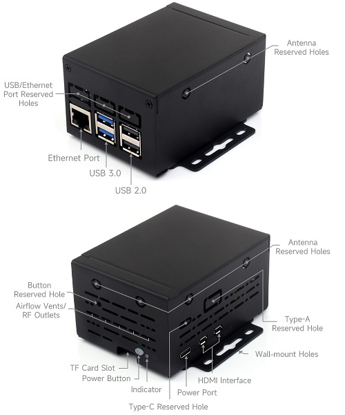 Caja metálica industrial para Raspberry Pi 5