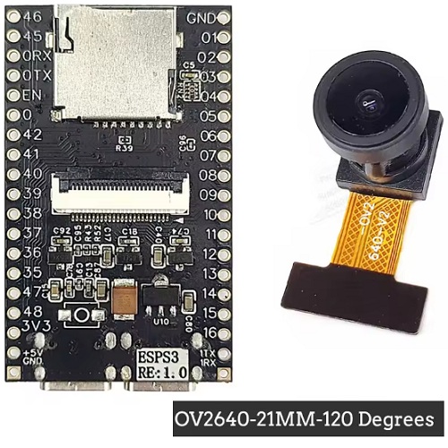 Módulo WiFi/Bluetooth ESP-32-S3 N16R8 con cámara OV2640 120°. USB tipo C