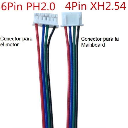 Cable Motor Paso a Paso NEMA 17, 1MT, 4 pines XH2.54 a 6 pines PH2.0