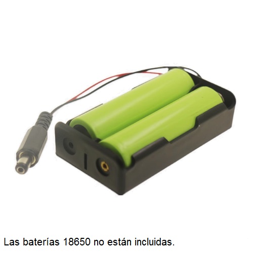Portabatería para 2 baterías 18650. Con plug de conexión