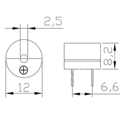 Buzzer zumbador pasivo. 3-12VDC
