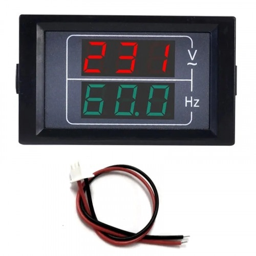 Medidor de voltaje y frecuencia. 500VAC, 99.9Hz