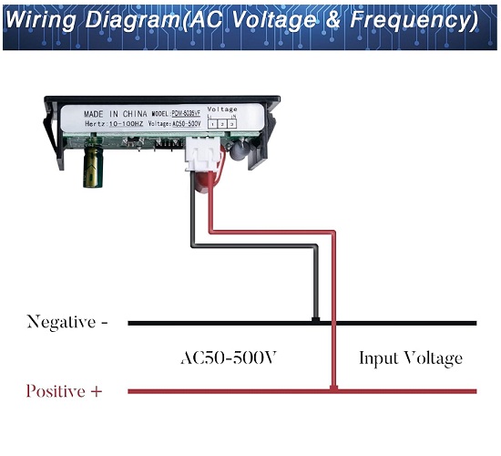 Medidor de voltaje y frecuencia. 500VAC, 99.9Hz