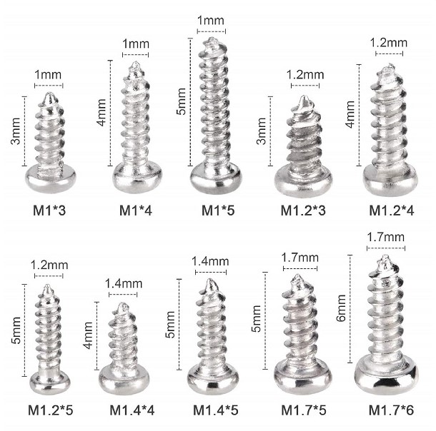 Mini Kit De 1000 Piezas De Tornillos M1 M1.2 M1.4 M1.7 Phillips