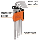 Juego 10 llaves allen largas mm punta bola con organizador. TRUPER
