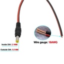 Cable de alimentación DC macho. 5.5 x 2.1 mm. Negro. 25 cm