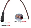 Cable de alimentación DC hembra. 5.5 x 2.1 mm. Negro. 25 cm