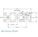 Perfil de aluminio 2060V para CNC. 2 metros