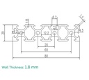 Perfil de aluminio 2080V para CNC. 2 metros