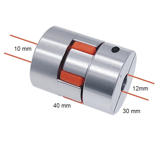 Acople flexible estrella para motor. De 10mm a 12mm