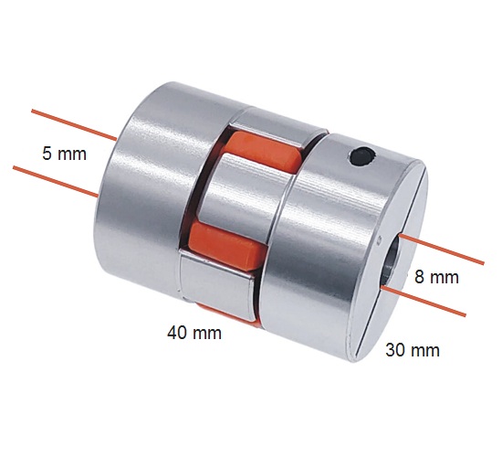Acople flexible estrella para motor. De 5mm a 8mm