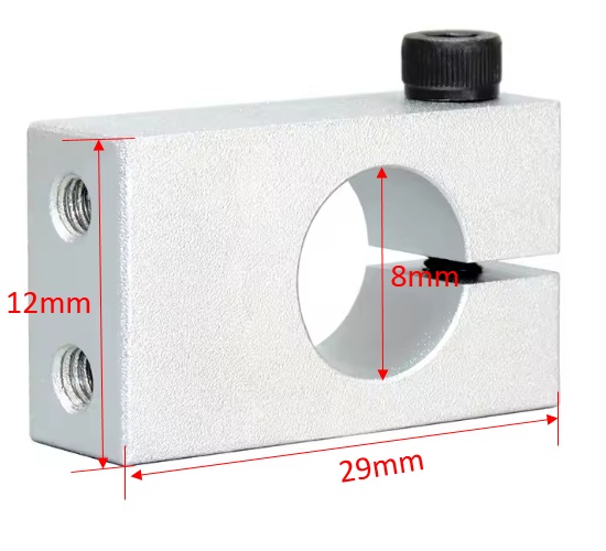 Soporte con abrazadera de fijación para eje. FXLU 8mm