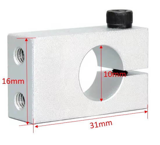 Soporte con abrazadera de fijación para eje. FXLU 10mm
