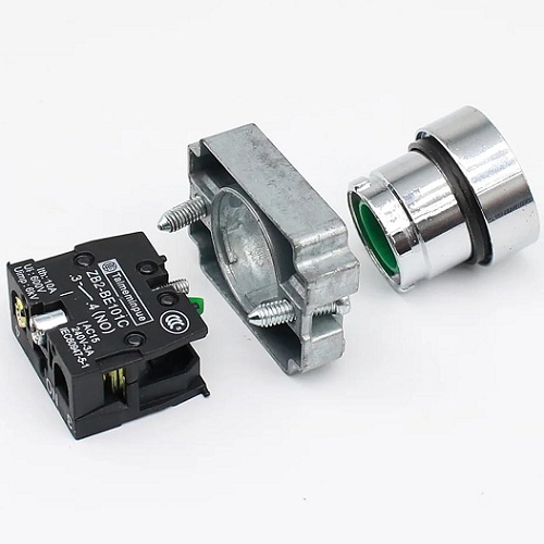 Botón pulsador sin bloqueo NC. Verde 22mm