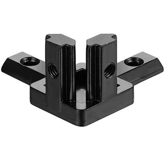 Conector para esquina para perfil 2020. Negro
