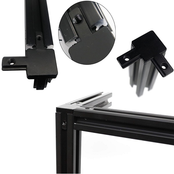 Conector para esquina para perfil 2020. Negro