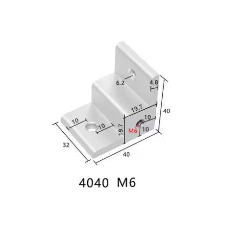 Conector de anclaje de rueda para perfil 4040. Gris