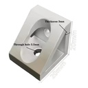 Conector de bloque triangular de ángulo recto, perfil 2020. 2 orificios. Gris