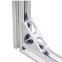 Conector de bloque triangular de ángulo recto, perfil 2020. 2 orificios. Gris