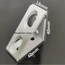 Conector de bloque triangular de ángulo recto, perfil 2020. 4 orificios. Gris