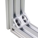 Conector de bloque triangular de ángulo recto, perfil 2040. 8 orificios. Gris
