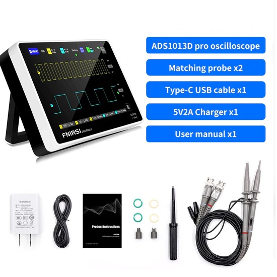 Osciloscopio digital de doble canal 100MHz 1GS/S. Panel táctil. FNIRSI® 1013D