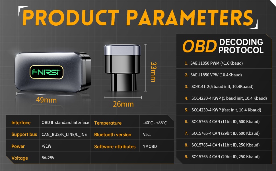 Escáner OBD2 para autos. FNIRSI® FD10