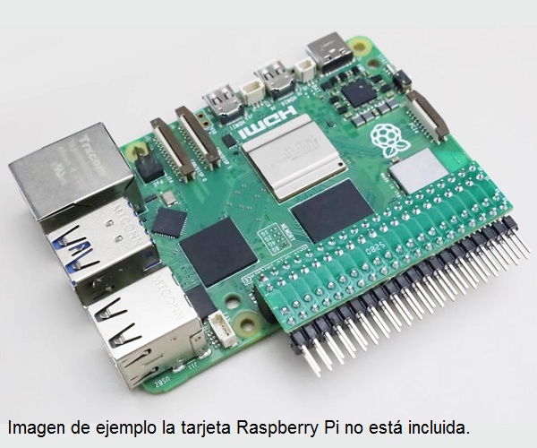 Tarjeta adaptadora de pines GPIO para Raspberry Pi 5. Hembra/Macho. En L