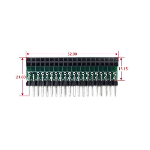 Tarjeta adaptadora de pines GPIO para Raspberry Pi 5. Hembra/Macho. En L