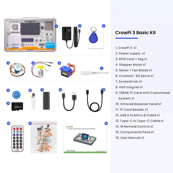 Estación de aprendizaje y desarrollo de IA CrowPi 3. Para Raspberry Pi