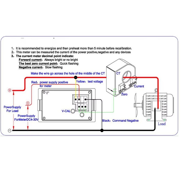 Medidor Voltímetro-Amperímetro DC. 100V, 5A